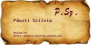 Pászti Szilvia névjegykártya